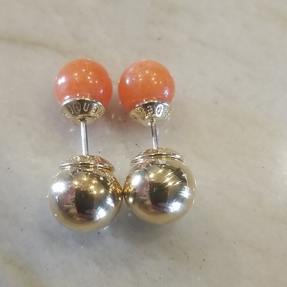 Henri Bendel gold w/ gemstone necklace & earrings - Picture 4 of 10